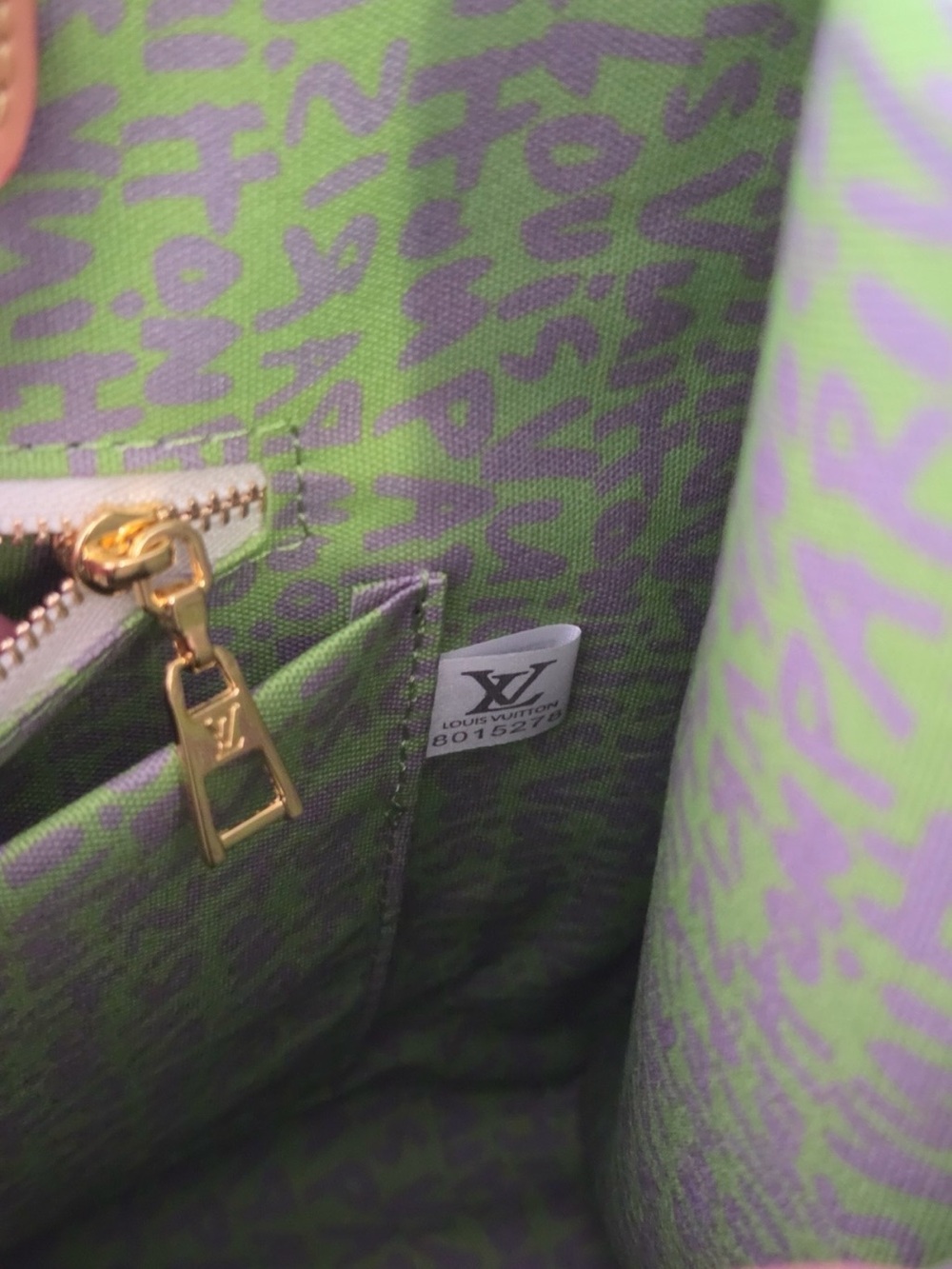 Brown Monogram Tote with Green Graffiti - Picture 3 of 8